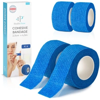 Image of Self Adhesive Finger plasters 4X Plaster roll Blue (2.5cm x 4.5m) Bandage Elastic Tape Waterproof Dust, Grease and Dirt Repellent