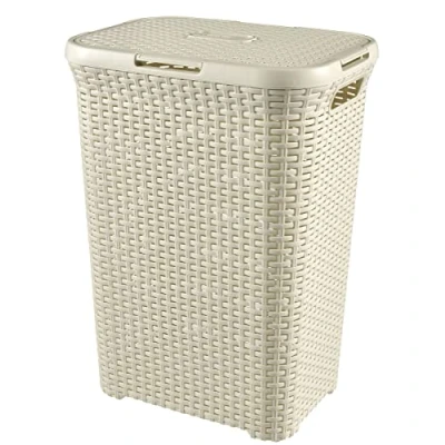 Image of Curver Style 60 Litre Laundry Hamper, Vintage White