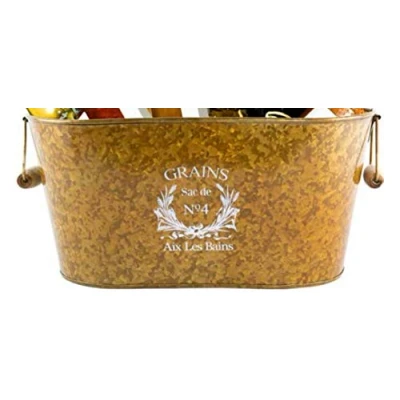 Image of Fargro Plant Container, Tin Trough, antique brass colour 36cm
