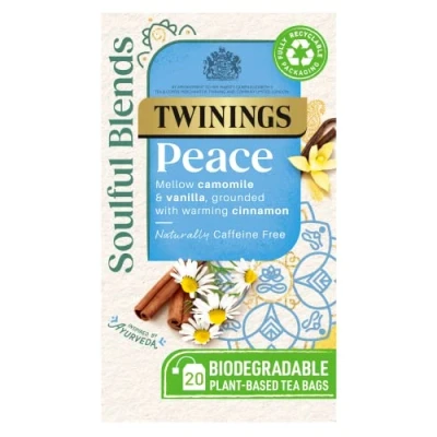 Image of Twinings Soulful Blends Peace Inspired by Ayurveda Mellow Camomile Tea Infusion with Vanilla &amp; Cinnamon Herbal 20 x Biodegradable Bags