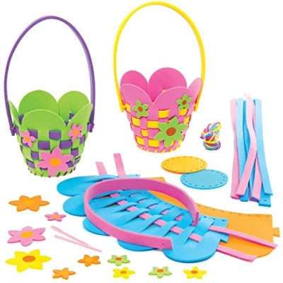 Image of Baker Ross Flower Basket Weaving Kits Pack of 4, Easter Crafts, Craft For Kids (AT380)