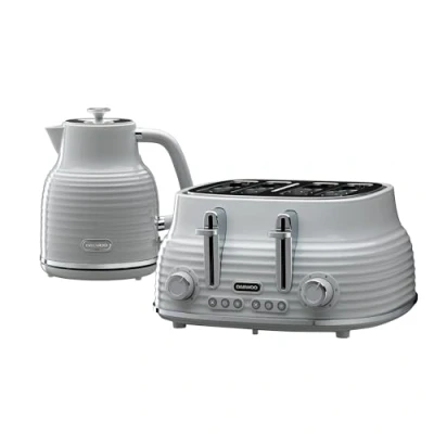 Image of Daewoo Sienna Kettle and Toaster Set, 1.7 litres, 4 Slice, Ultimate Kitchen Combo for Style Function, Grey