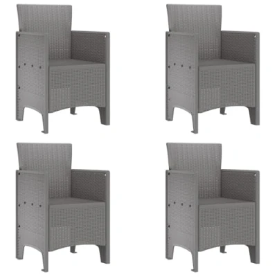 Image of vidaXL Garden Chairs 4 pcs Poly Rattan Light Grey