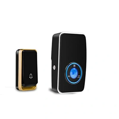 Image of 『No Battery Required』Wireless Doorbell Waterproof, AURTEC Door Chime Kit with 1 Plug in LED Flash Receivers &amp; Press Self Powered Transmitter, 51 Chimes, 4 Volume Levels, No Required, Black