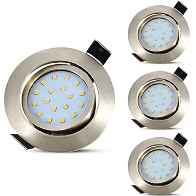 Image of Allesgute 4X LED Downlights Ultra Slim Recessed Ceiling Spots Lights Brushed Chrome Spotlights Tilt Kitchen Down 5W Cool White 6000K 240V