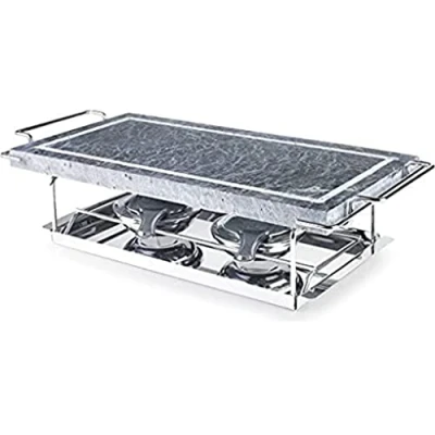 Image of IBILI 755000 Stone Grill Set, Stainless Steel, Grey/Silver, 37 x 18 12 cm