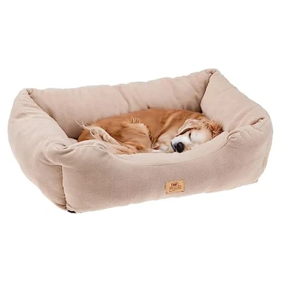 Image of Large Dog Bed COCCOLO MICROFLEECE 80 Soft, Washable Small and Cat Bed, Beige