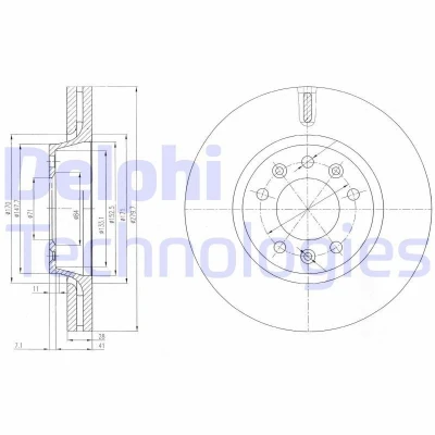 Image of 1401416880, 9404249878, 9467548387 Brake disc DELPHI BG4084 280mm 28mm 5 Vented Oiled Untreated PEUGEOT: Expert II Tepee, Van