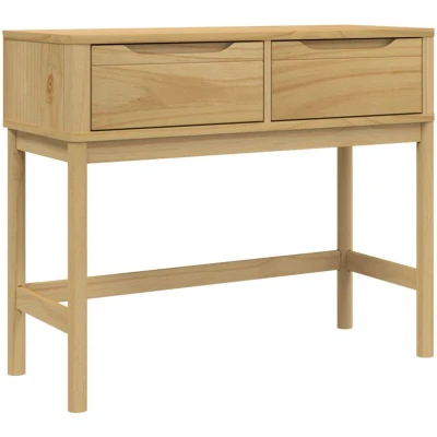 Image of vidaXL Console Table FLORO Wax Brown 89.5x36.5x73 cm Solid Wood Pine