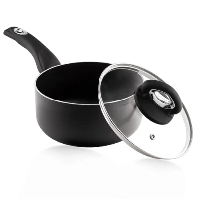 Image of Pendeford Housewares Limited Diamond 18CM Saucepan &amp; LID BLK, Aluminium, Multicolour