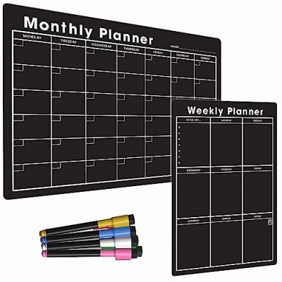 Image of TMS Magnetic (A4 / A3) Weekly Planner and Organiser Customisable Whiteboard for Organising Your Week, Tasks, to Do List, Shopping Meal Planning. Works Great at Home, Office, School