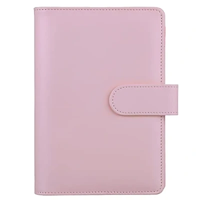 Image of HAUTOCO PU Leather A6 Budget Binder Cover, Refillable 6 Ring Notebook Folder Personal Planner for Money Organiser, Loose Leaf Saving Wallet Cash Stuffing Binder, Pink