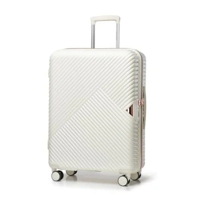 Image of WITTCHEN Travel Suitcase Carry On Cabin Luggage Hardshell Made of Polycarbonate with 4 Spinner Wheels Combination Lock Telescopic Handle GL Style Line Size Medium White