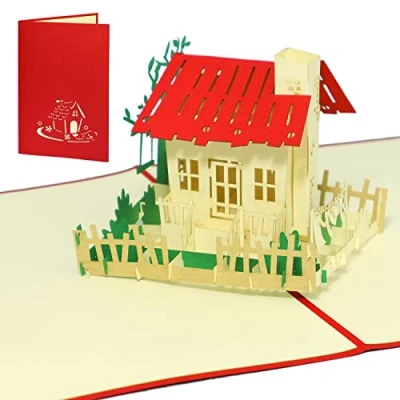 Image of LIN Pop Up 3D Greeting Card a Congratulation on New Home, House, Handmade, (#54)