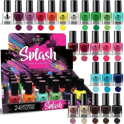 Image of Splash 24 x Nail Polish Varnish Set Different Modern Colours Quick Drying (Set A)
