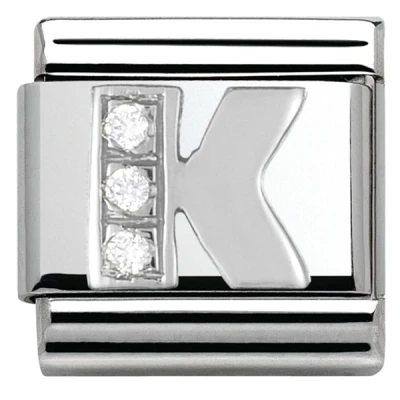 Image of Nomination Silver Cubic Zirconia Letter Charm K
