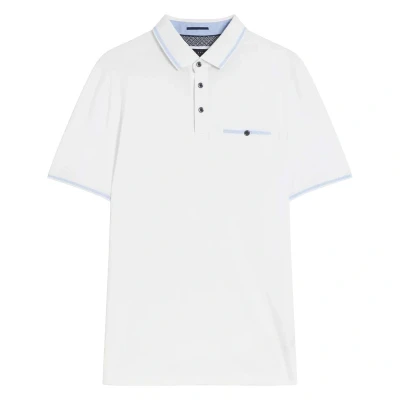 Image of Ted Baker Tortila Mens White Polo Shirt Cotton/Modal Size Small