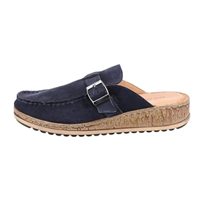 Image of Hush Puppies Women&#039;s Sorcha Mule Slide Sandal, Navy Suede, 4 UK