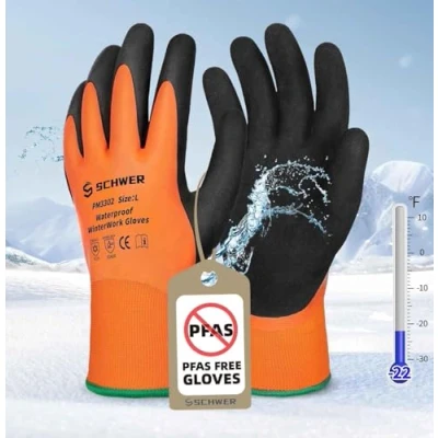 Image of Schwer 2 Pairs of Winter Waterproof Work Gloves for Men and Women, Safety Heat Use from 5F to 58F, L