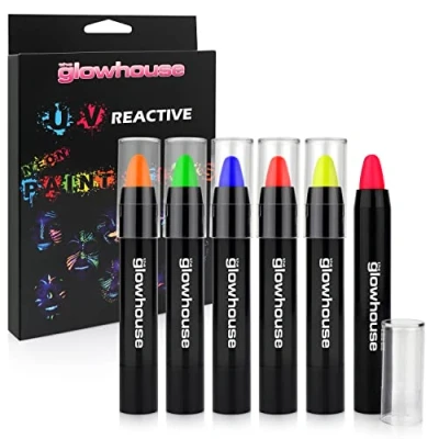 Image of The Glowhouse UV Neon Face Paint and Body Stick (Pack of 6) Fluorescent Brightest Glow under UV!