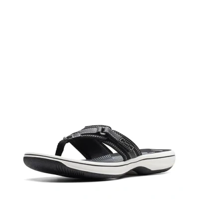 Image of Clarks Women&#039;s Breeze Sea Flip Flop, New Black Synthetic, 7.5 UK M