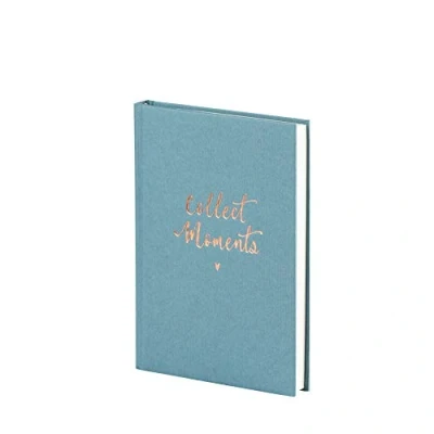 Image of Rössler Bound Notebook Foil Embossed &quot;Collect Moments&quot; A5, 192 Pages, Dotted Grid, Denim