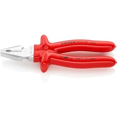 Image of Knipex High Leverage Combination Pliers chrome plated, with dipped insulation, VDE tested 200 mm 02 07
