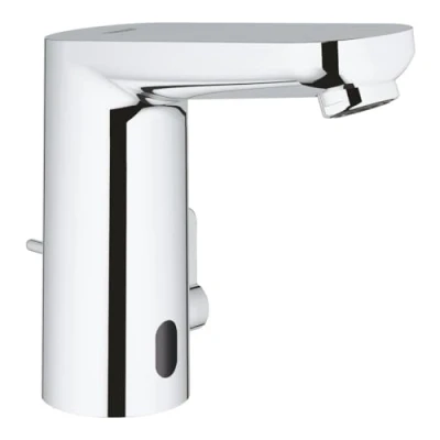 Image of GROHE Eurosmart CE Touchless Basin Mixer Tap with Infrared Sensor and Pop Up Waste (Water Saving Technology, Battery Powered, 7 Pre Set Programs, Tails 3/8 Inch), Size 132 mm, Chrome, 36331001