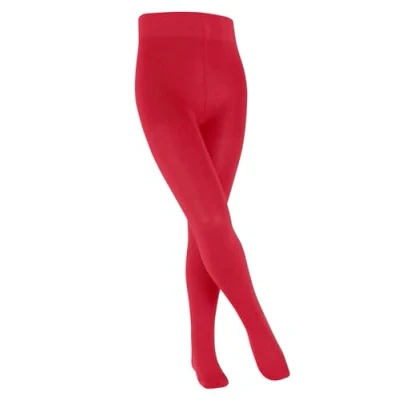 Image of FALKE Unisex Kids Family K TI Sustainable Cotton Plain 1 Pair Tights, Red (Lipstick 8000) new eco friendly, 3 5.5