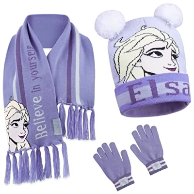 Image of Disney Beanie Hat Scarf and Gloves Set Kids, Frozen Gifts for Girls