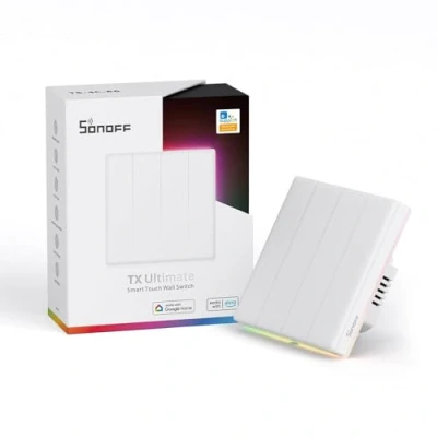 Image of SONOFF WiFi Smart Touch Light Switch, Wall Switch with Experience and LED Backlighting, Panel is Removable Replaceable, Lives Neutral Wires Requires, 4 Gang, (T5 4C 86)