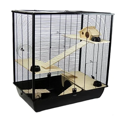 Image of Little Friends Plaza Tall Rat and Hamster Cage with Three Floors, 78 x 48 80 cm, Black
