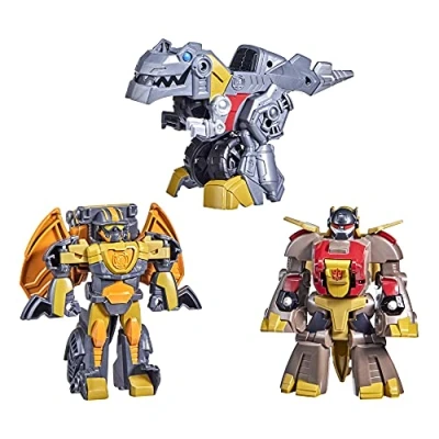 Image of Transformers Dinobot Adventures Squad Pack of 3 Articulated Figures 12cm Convertible Grimlock, Snarl, and Predaking