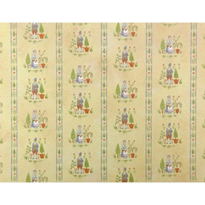Image of Melody Jane Dolls House American Colonial Gardens Miniature Print 1:12 Scale Wallpaper