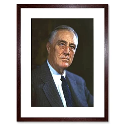 Image of Artery8 US President Franklin D Roosevelt Portrait Photo Artwork Framed Wall Art Print 9X7 Inch