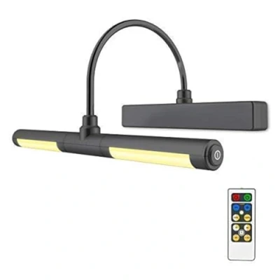 Image of HONWELL LED Battery Operated Picture Light with Remote, Dimmable Display Lamp Timer Wall Lights Rotatable Head 180 Degree Swing Arm for Dartboard Painting Portrait Art, Black