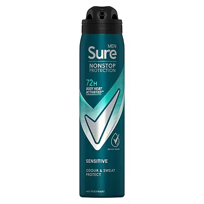 Image of Sure Men Nonstop Sensitive Antiperspirant Deodorant Aerosol 250ml