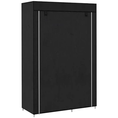 Image of HOMCOM Fabric Wardrobe, Portable Wardrobe with 6 Shelves, 1 Hanging Rail, Foldable Closets, 103 x 43 162.5 cm, Black