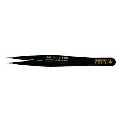 Image of Bernstein 5 076 13 SMD Tweezers 120 mm Straight Point with ESD Coating
