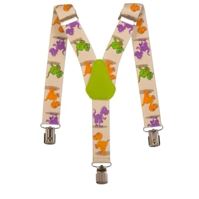 Image of Olata Children’s Elasticated Dinosaur Design Y Shape Braces/Suspenders (1 5 Years) 2.5cm. Cream