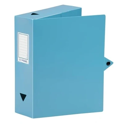 Image of Viquel Class Doc Box File Polypropylene Spine Width 80 mm Turquoise Blue
