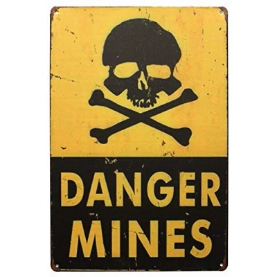 Image of Danger Mines Sign Outdoor Courtyard Decoration 8x12 inch