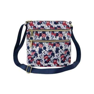 Image of Loungefly x Mickey and Minnie Mouse Navy Nylon Crossbody Purse, Cream