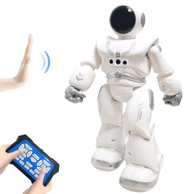 Image of HUSAN Remote Control Robot for Kids, Intelligent Astronaut Robots with Infrared Controller, Programmable,Singing, Dancing, Gesture Sensing RC Toys Kit, Best Gift Boys &amp; Girls (Gray)