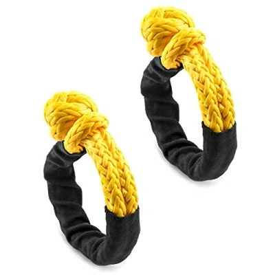 Image of QWORK® Soft Shackle Synthetic Rope, 1/2 Inch x 20 Inch, 42,000lbs Breaking Strength Recovery Rope with Sleeve for Road Towing Sailing ATV Truck, 2 Pack