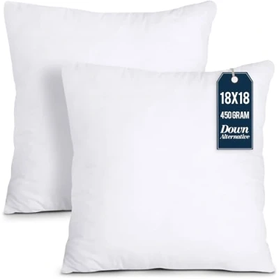 Image of Utopia Bedding Cushion Inner Pads (Pack of 2), 45 x cm (18 18 inches) Stuffer Inserts, Hollowfibre Pillows (White)