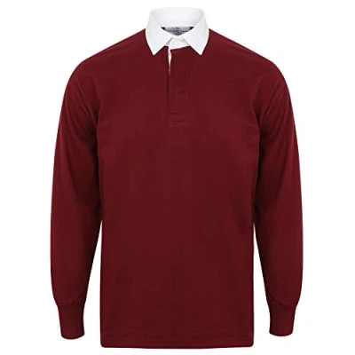 Image of Front Row Mens Classic Rugby Shirt Deep Burgundy/White L