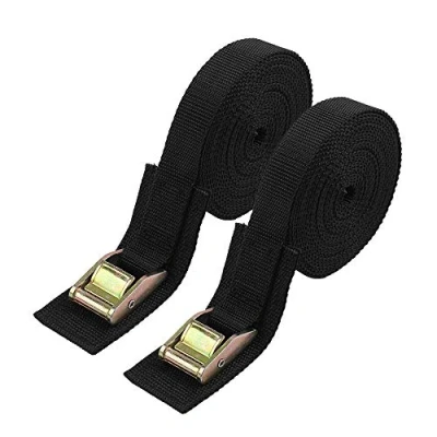 Image of Lashing Strap,16 FT Tie Down Straps Sturdy thickened Pad Cam Buckle 2 Pack,5m x 25mm (Black)