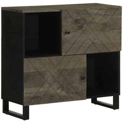 Image of vidaXL Sideboard Black 80x33x75 cm Solid Wood Mango