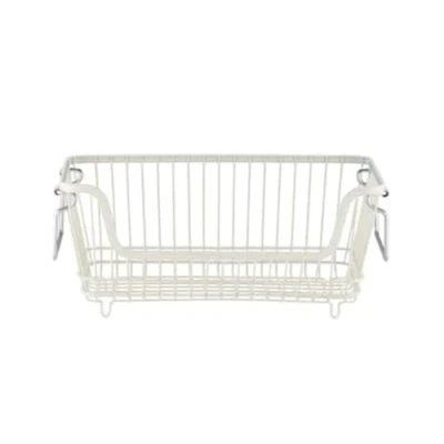 Image of Lakeland Small Stackable Wire Basket Cream 33 x 16 14cm H.